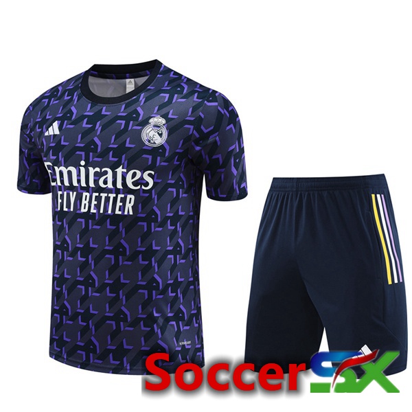 Real Madrid Training T Shirt + Shorts Blue Royal 2024/2025