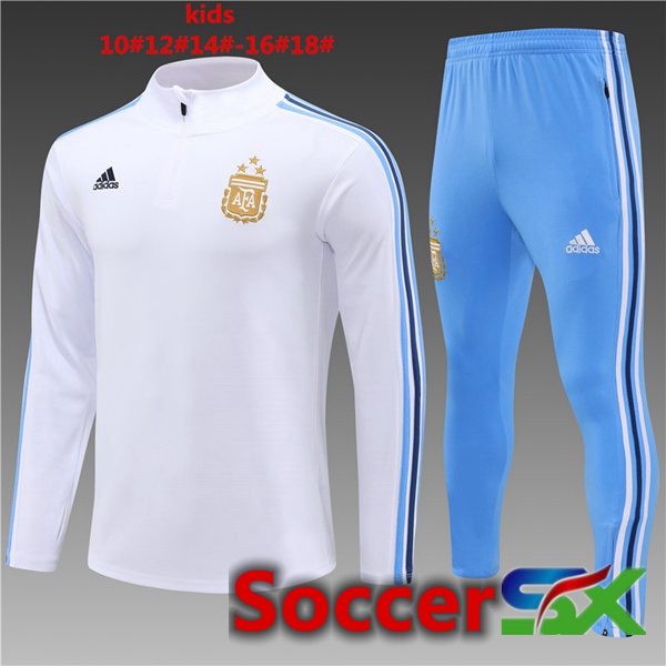 Argentina Kids Training Tracksuit Suit White 2024/2025