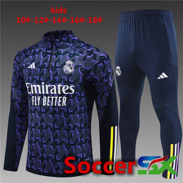 Real Madrid Kids Training Tracksuit Suit Blue Royal 2024/2025