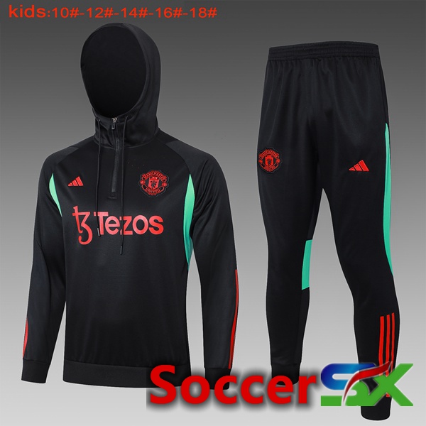 Manchester United Kids Training Tracksuit Hoodie Black 2024/2025