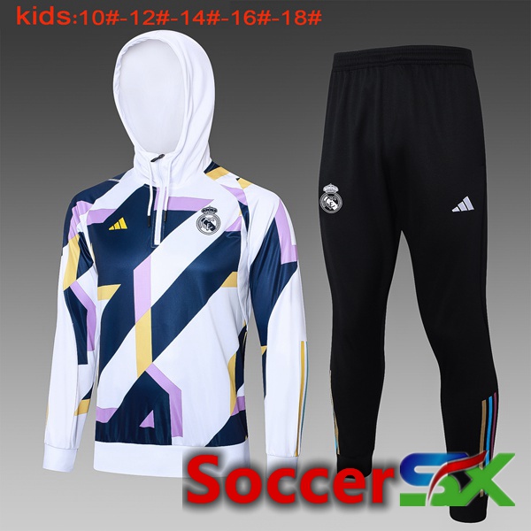 Real Madrid Kids Training Tracksuit Hoodie White 2024/2025