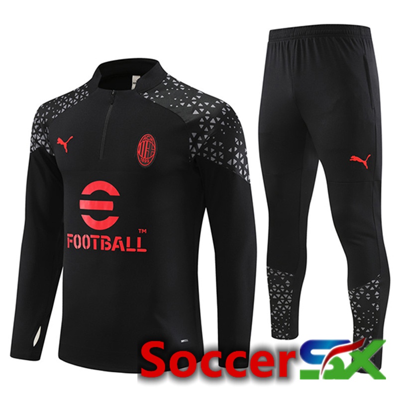 AC Milan Training Tracksuit Suit Black/Red 2023/2024