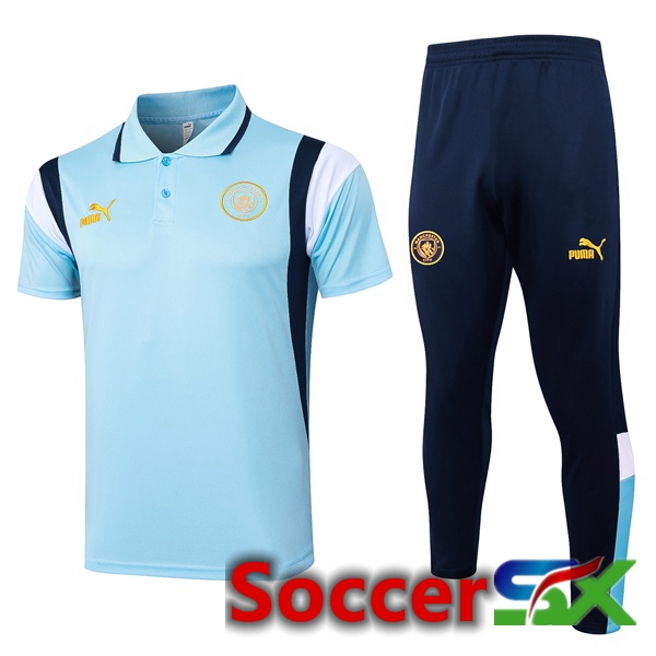 Manchester City Soccer Polo + Pants Blue 2024/2025
