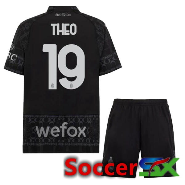 AC Milan (Theo 19) Kids Soccer Jersey Fourth Black 2023/2024