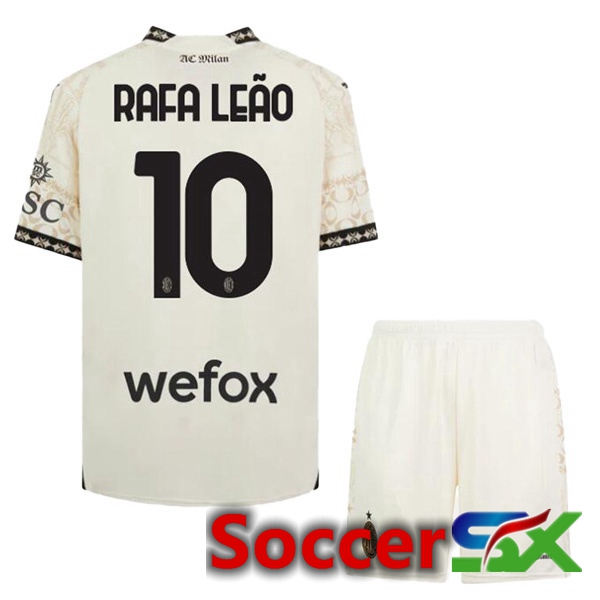 AC Milan (Rafa Leão 10) Kids Soccer Jersey Fourth Yellow 2023/2024
