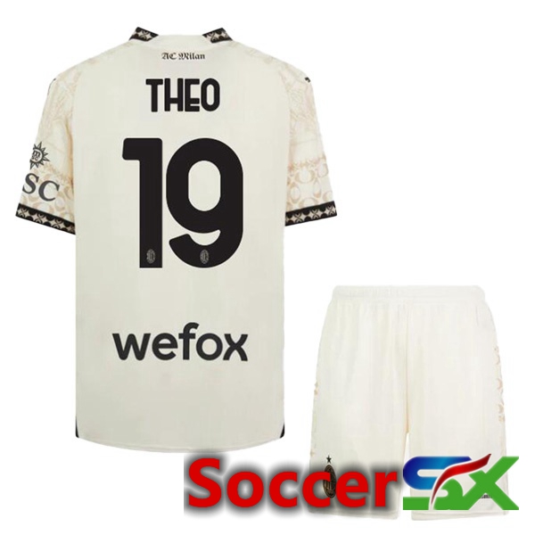 AC Milan (Theo 19) Kids Soccer Jersey Fourth Yellow 2023/2024