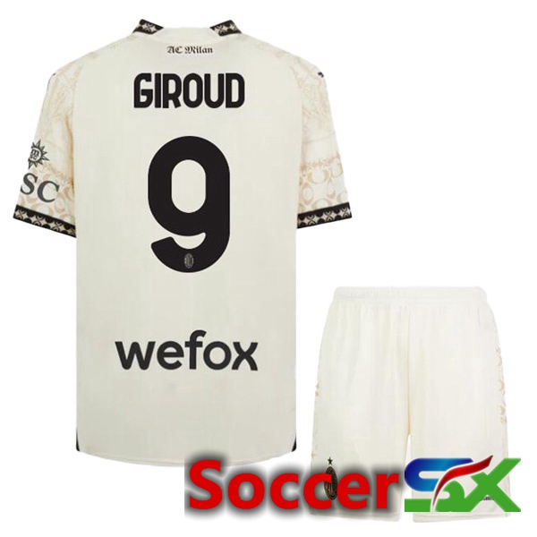 AC Milan (Giroud 9) Kids Soccer Jersey Fourth Yellow 2023/2024