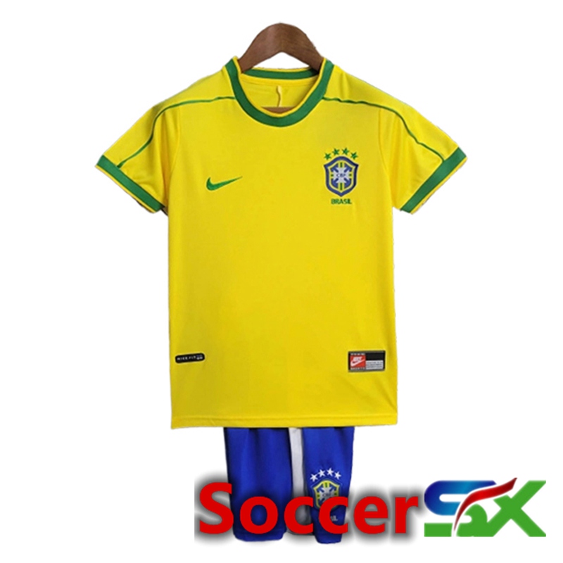 Brazil Retro Kids Soccer Jersey Home 1998