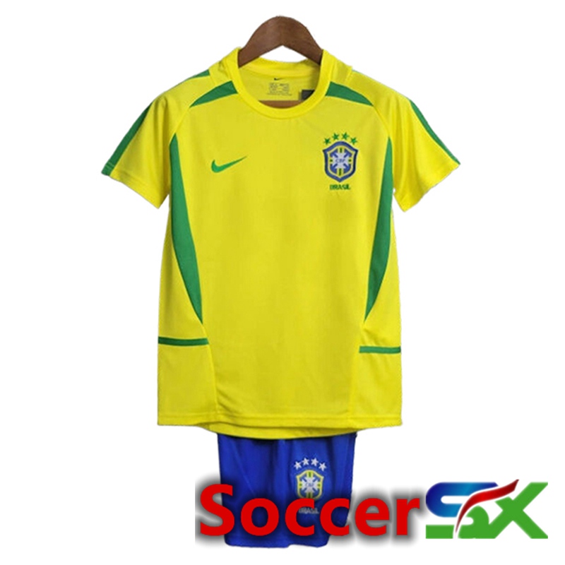 Brazil Retro Kids Soccer Jersey Home 2002