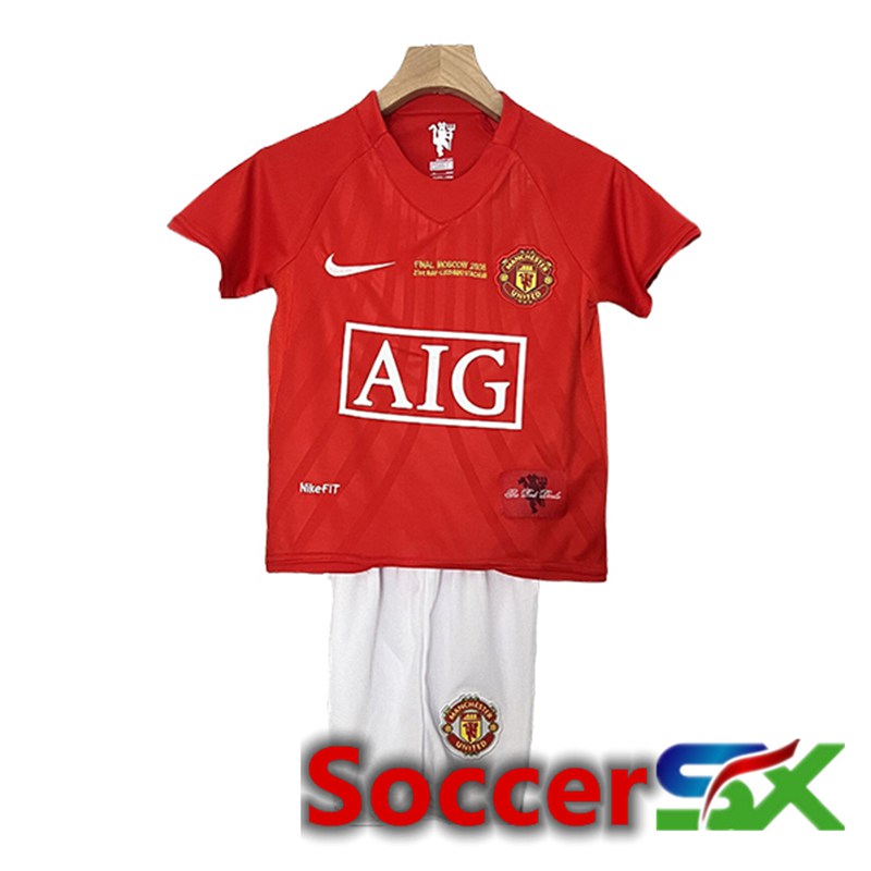 Manchester United Retro Kids Soccer Jersey Home 2007/2008