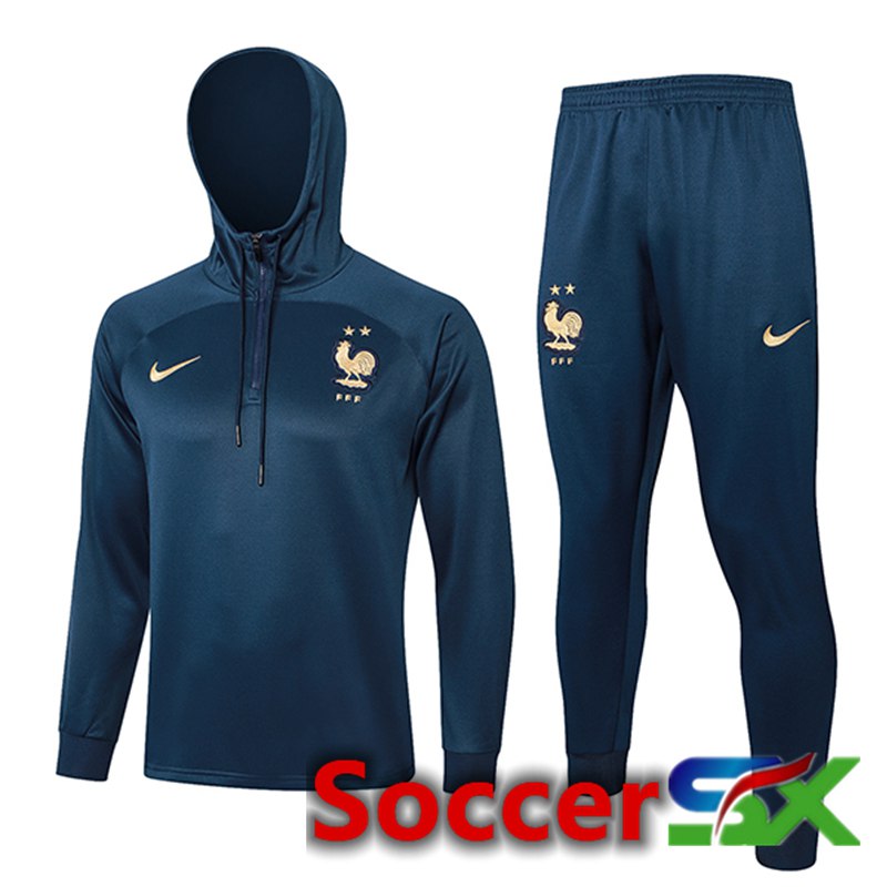 France Training Tracksuit Hoodie Ocean Blue 2024/2025