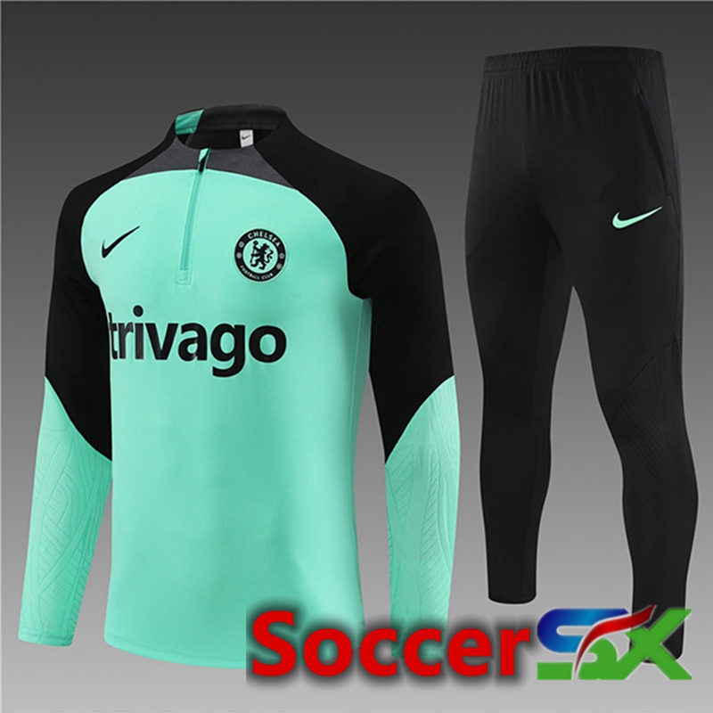 FC Chelsea Kids Training Tracksuit Suit Green/Black 2023/2024