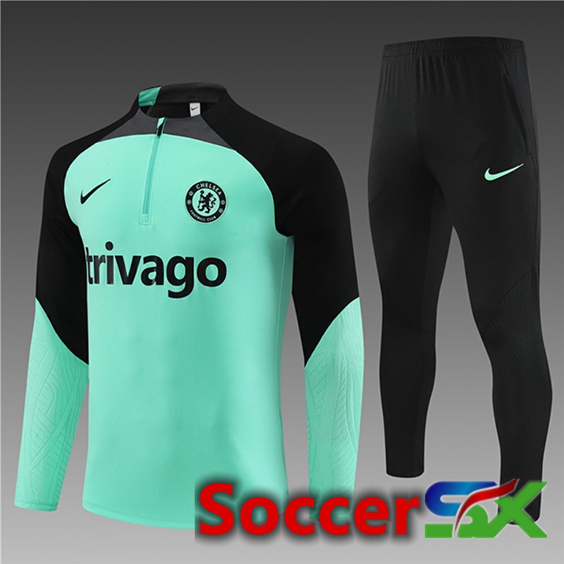 FC Chelsea Kids Training Tracksuit Suit Green/Black 2023/2024