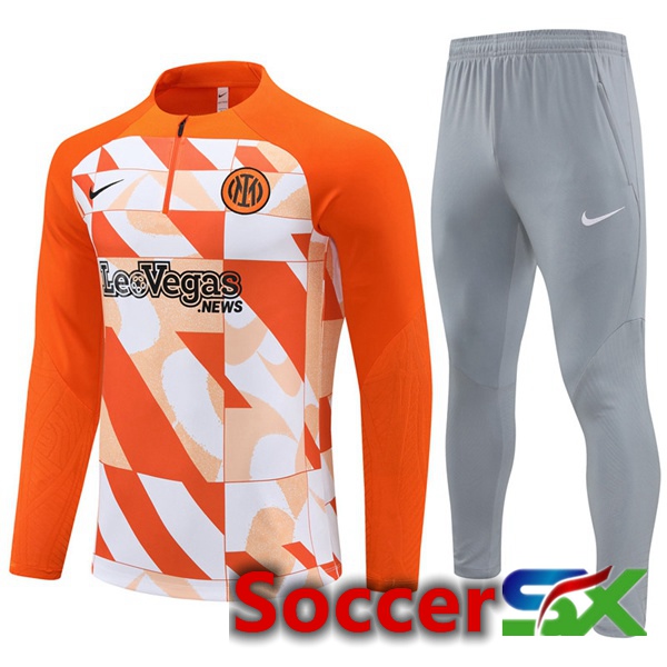 Inter Milan Training Tracksuit Suit White Orange 2024/2025