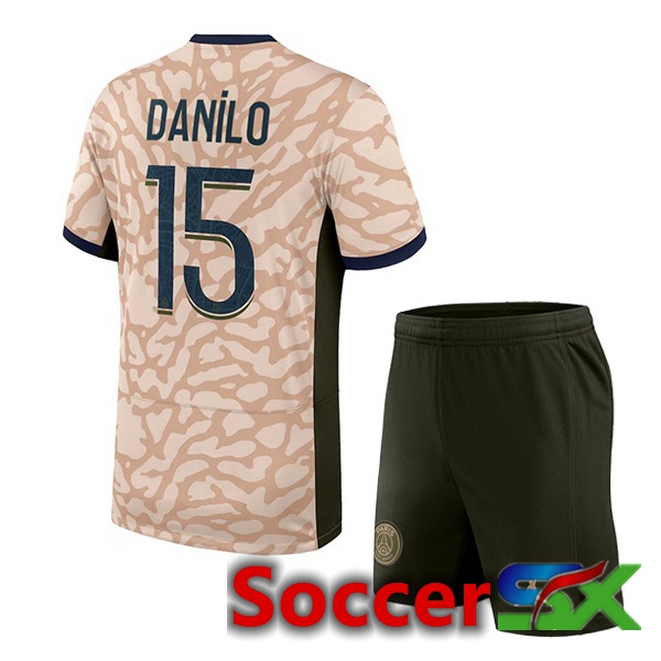 Paris PSG (Danilo 15) Kids Soccer Jersey Fourth Pink 2023/2024