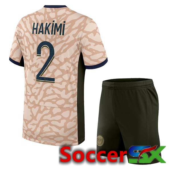 Paris PSG (Hakimi 2) Kids Soccer Jersey Fourth Pink 2023/2024
