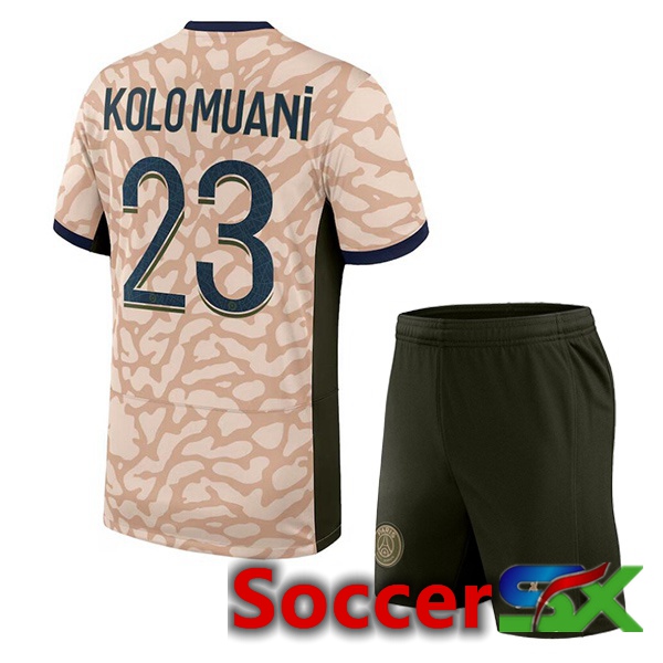 Paris PSG (Kolo Muani 23) Kids Soccer Jersey Fourth Pink 2023/2024