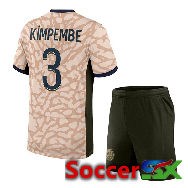 Paris PSG (Kimpembe 3) Kids Soccer Jersey Fourth Pink 2023/2024