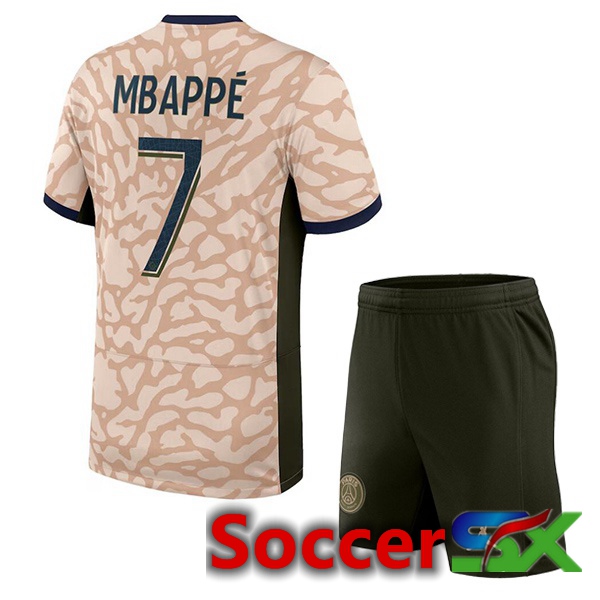 Paris PSG (Mbappé 7) Kids Soccer Jersey Fourth Pink 2023/2024