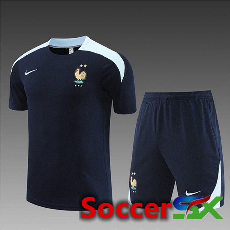 France Kids Training T Shirt + Shorts Ocean Blue 2023/2024