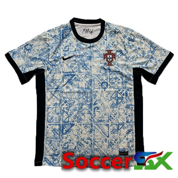Portugal Soccer Jersey Away White Blue Version Fuite UEFA Euro 2024