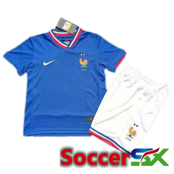 France Kids Soccer Jersey Home Blue Version Fuite UEFA Euro 2024