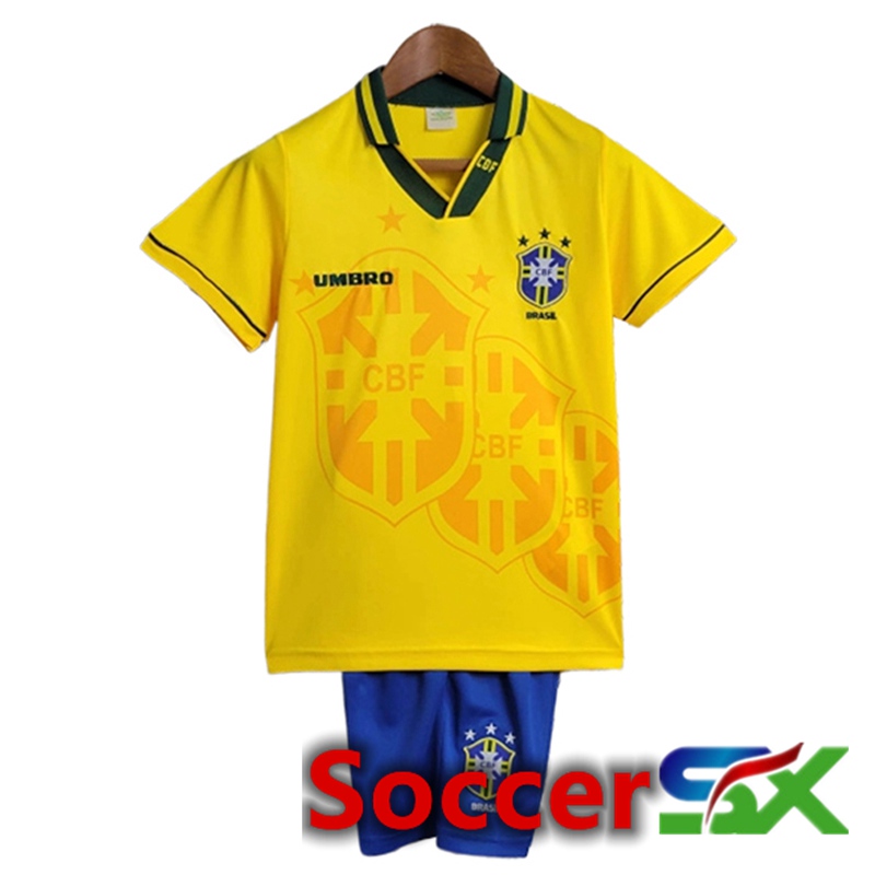 Brazil Retro Kids Soccer Jersey Home 1994