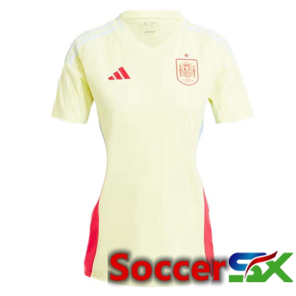 Spain Womens Away Soccer Jersey Yellow 2024/2025