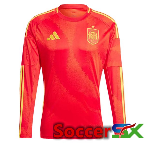 Spain Home Soccer Jersey Long sleeve Red 2024/2025