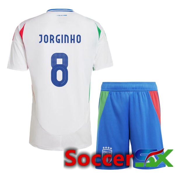 Italy (JORGINHO 8) Kids Away Soccer Jersey White 2024/2025