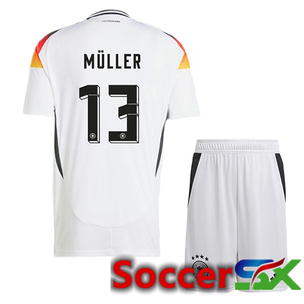Germany (MÜLLER 13) Kids Home Soccer Jersey White 2024/2025
