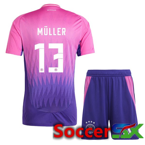 Germany (MÜLLER 13) Kids Away Soccer Jersey Pink Purple 2024/2025