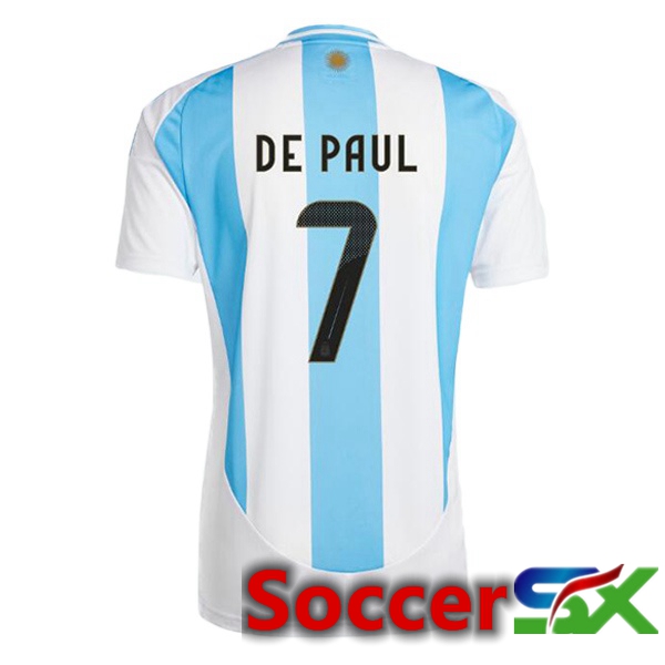 Argentina (DE PAUL 7) Home Soccer Jersey Blue White 2024/2025