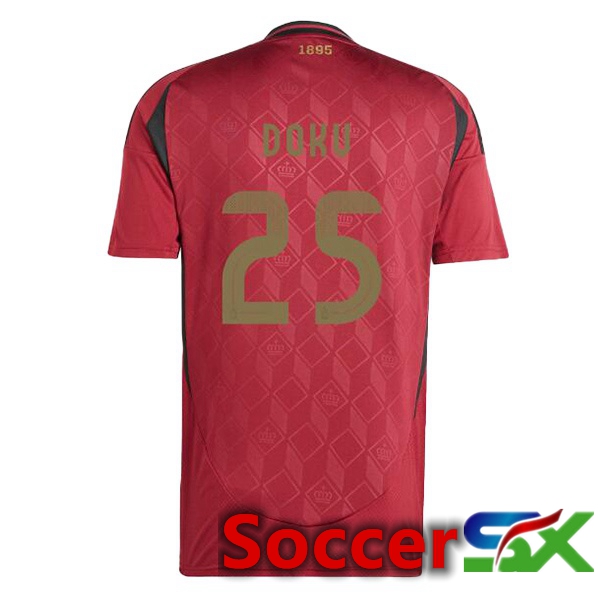 Belgium (DOKU 25) Home Soccer Jersey Red 2024/2025