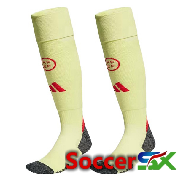 Spain Away Soccer Socks Yellow 2024/2025