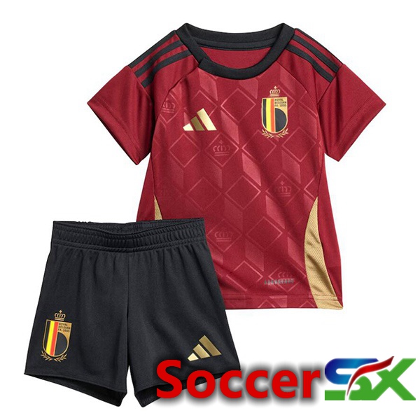 Belgium Kids Home Soccer Jersey Red UEFA Euro 2024