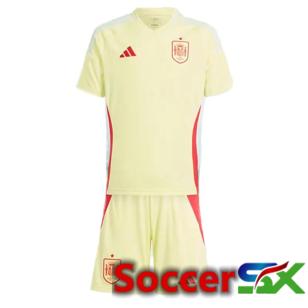 Spain Kids Away Soccer Jersey Yellow UEFA Euro 2024