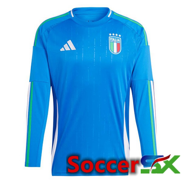 Italy Home Soccer Jersey Long sleeve Blue UEFA Euro 2024