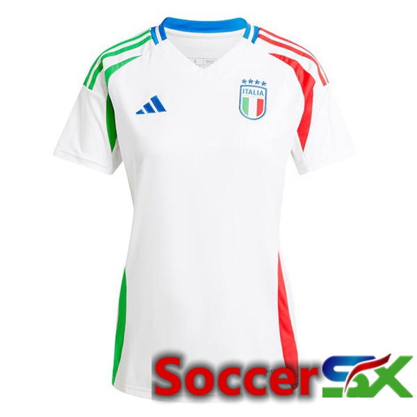 Italy Womens Away Soccer Jersey White UEFA Euro 2024