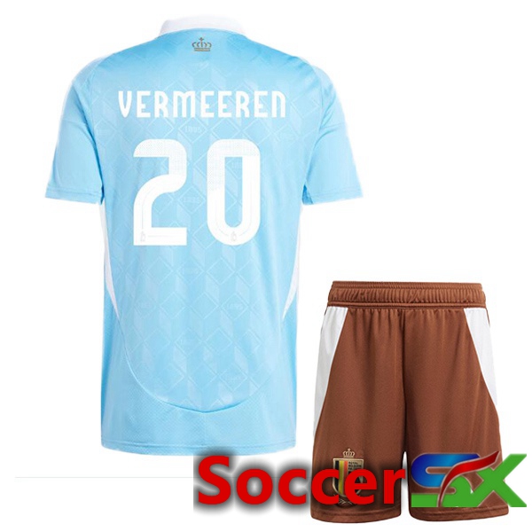 Belgium (VERMEEREN 20) Kids Away Soccer Jersey Blue UEFA Euro 2024