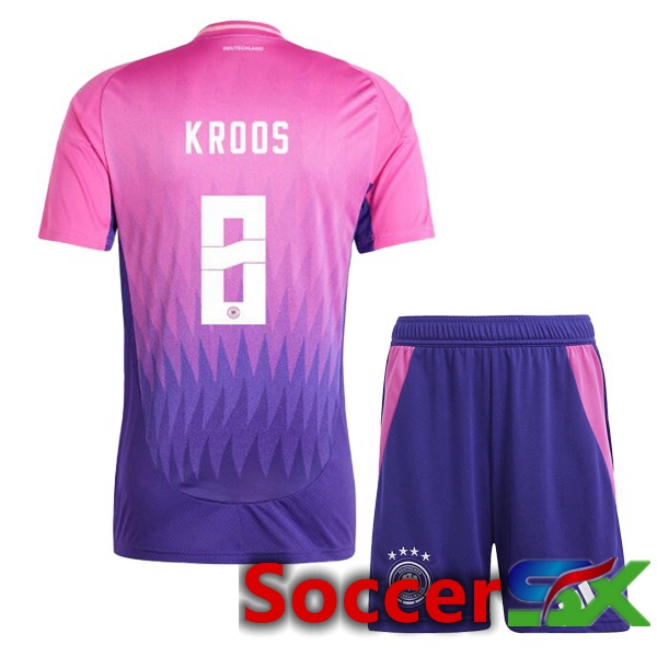 Germany (KROOS 8) Kids Away Soccer Jersey Pink Purple UEFA Euro 2024