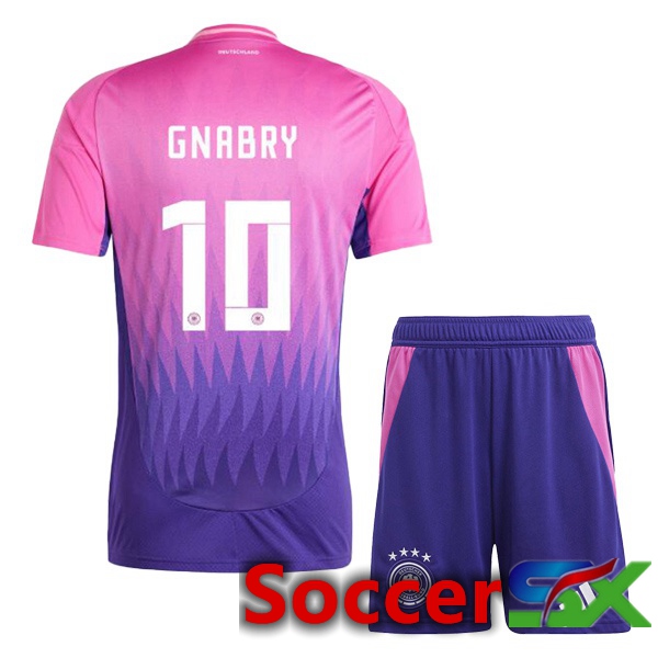 Germany (GNABRY 10) Kids Away Soccer Jersey Pink Purple UEFA Euro 2024