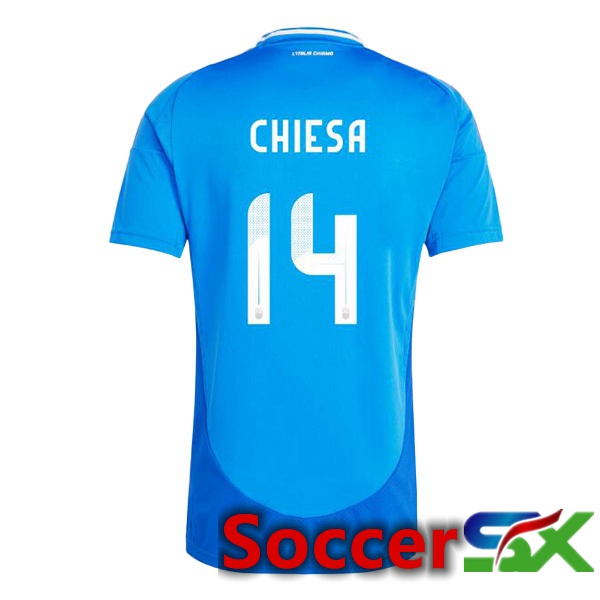 Italy (CHIESA 14) Home Soccer Jersey Blue UEFA Euro 2024