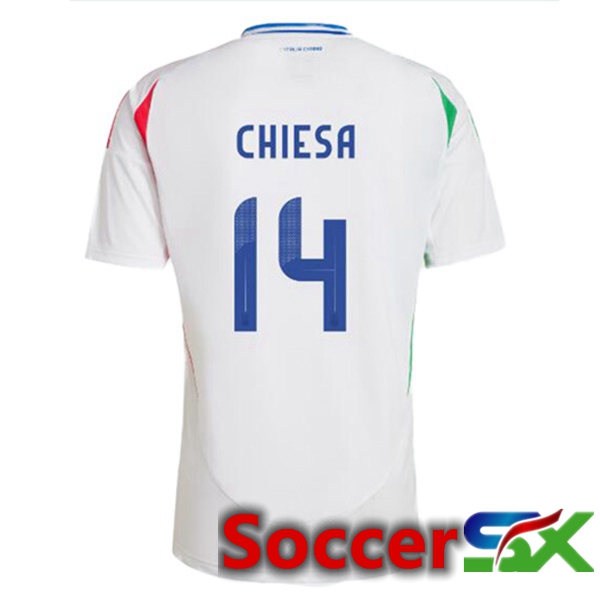 Italy (CHIESA 14) Away Soccer Jersey White UEFA Euro 2024