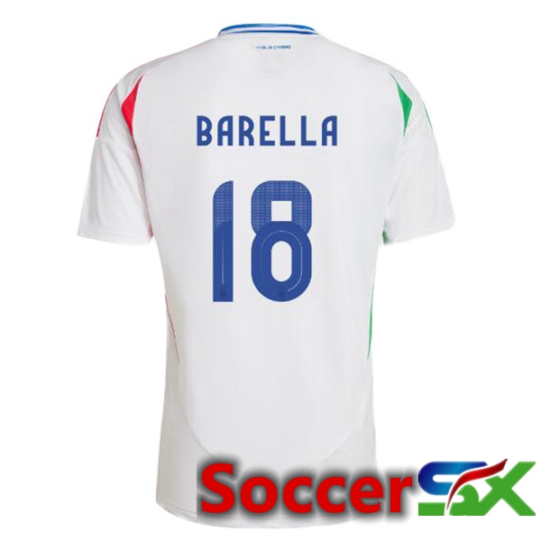 Italy (BARELLA 18) Away Soccer Jersey White UEFA Euro 2024