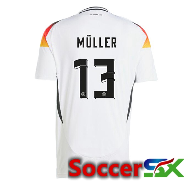 Germany (MÜLLER 13) Home Soccer Jersey White UEFA Euro 2024