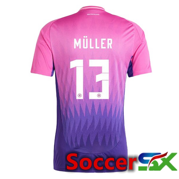 Germany (MÜLLER 13) Away Soccer Jersey Pink Purple UEFA Euro 2024