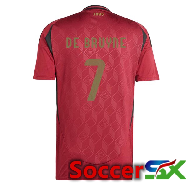 Belgium (DE BRUYNE 7) Home Soccer Jersey Red UEFA Euro 2024