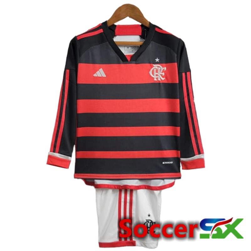 Flamengo Kids Home Soccer Jersey Long Sleeve 2024/2025