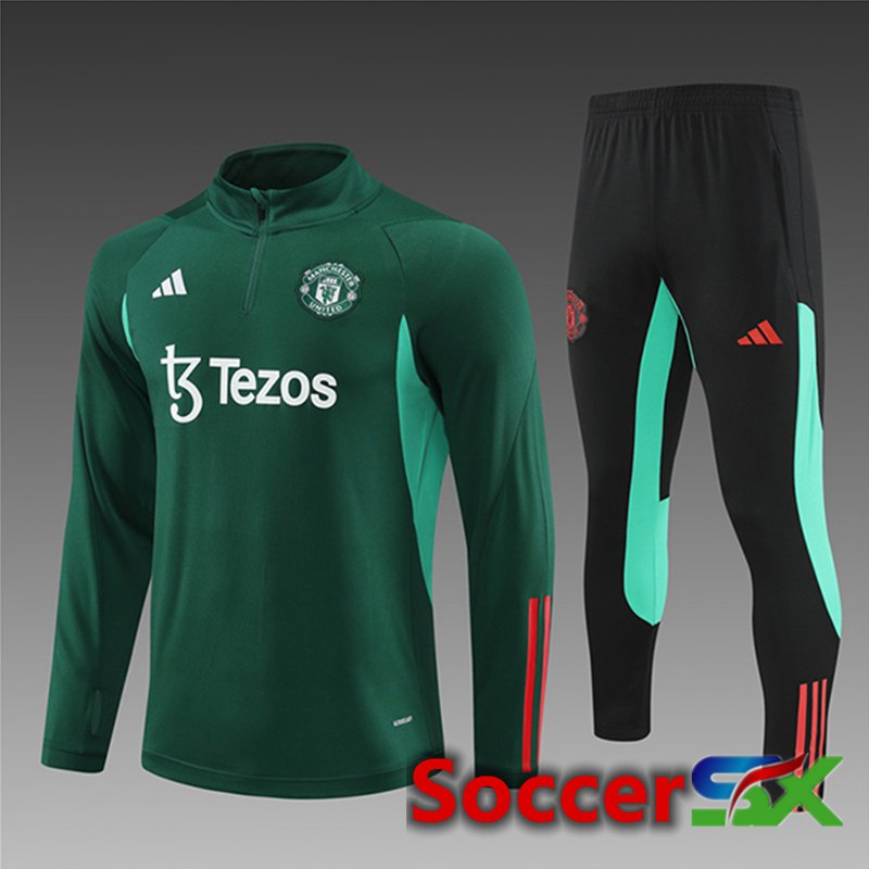 Manchester United Kids kit Training Tracksuit Green/Black 2024/2025